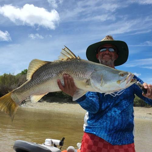 Nick with an 89cm Barra - Tommy Cut 20200307